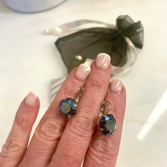 Sabika Blue Crystal Earrings - Picture 3 of 4